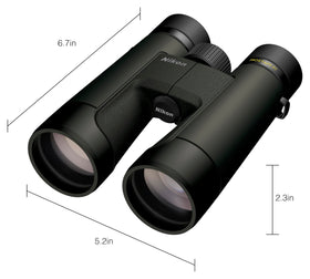 Nikon PROSTAFF P7 10x50 lenses with multilayer coatings for crisp brightness.