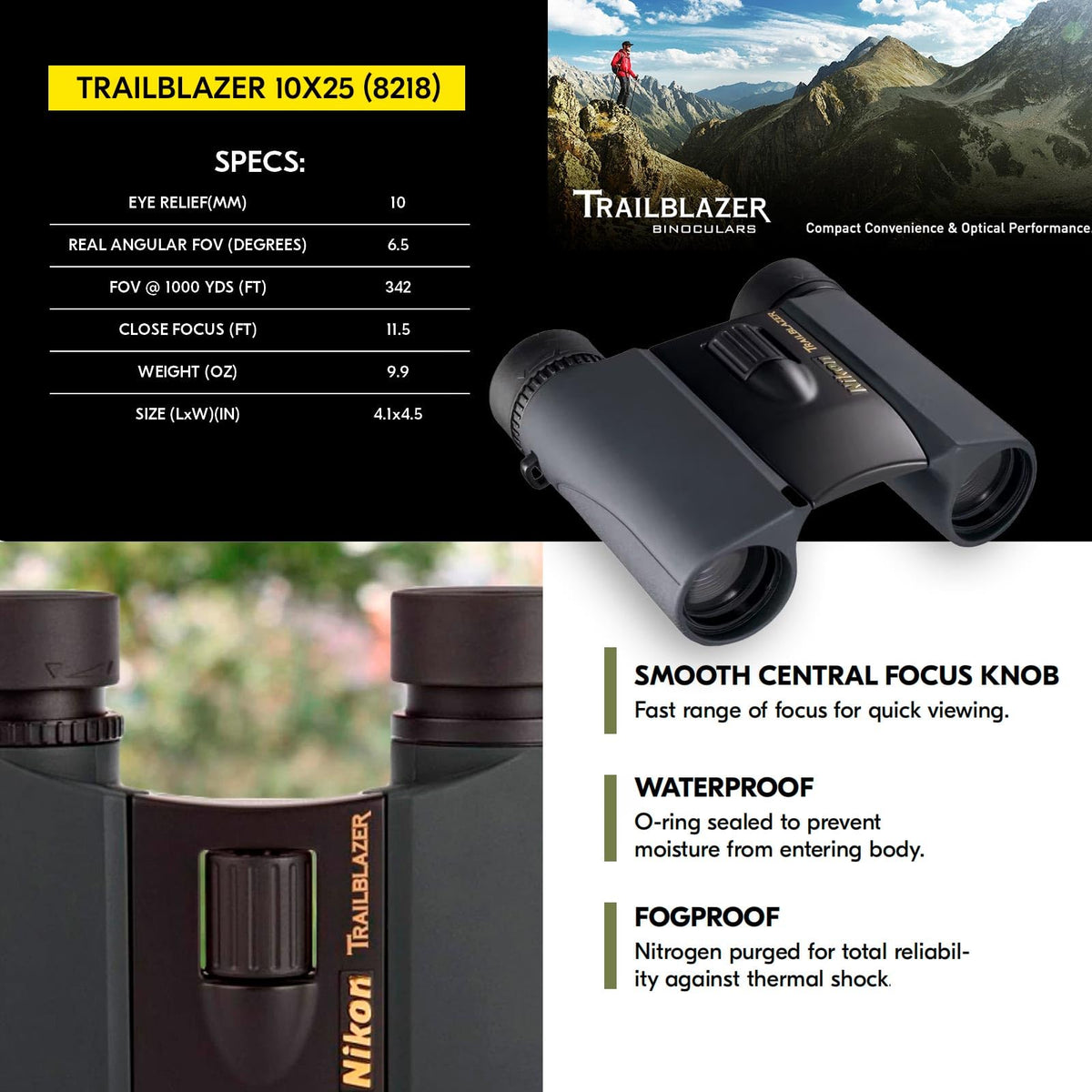 Nikon Trailblazer includes travel case, strap, and lens caps