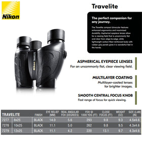 Nikon Travelite EX 12x25 packaged in case for travel readiness