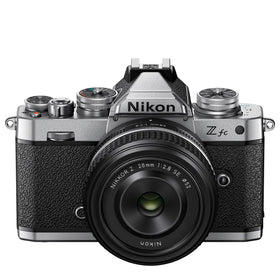 Nikon Z fc front view with SE 28mm lens for stylish everyday photography
