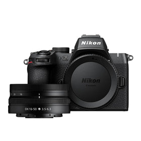 Nikon Z50 II body with 16-50mm lens for portable high-quality shots.
