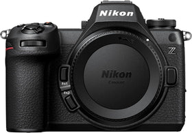 Nikon Z6 III front view highlights a compact, versatile body for handheld shooting.