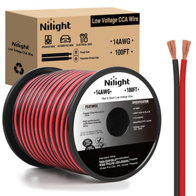 Nilight 100ft red 14AWG CCA wire on a spool for easy automotive wiring