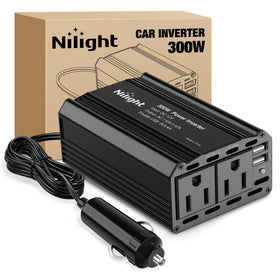 Nilight 300W front view showing AC outlets and USB ports for versatile charging