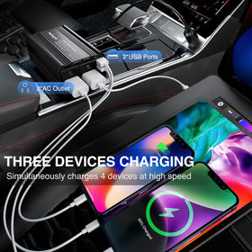 Nilight AC outlets and dual USB ports detail showing convenient multi-device charging