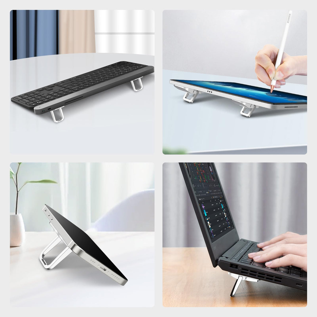 Nillkin deployed at 11° angle supporting laptop for improved typing comfort and airflow