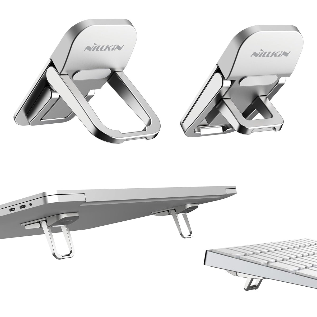 Nillkin front view of silver two‑piece pack showing sleek compact design and portability