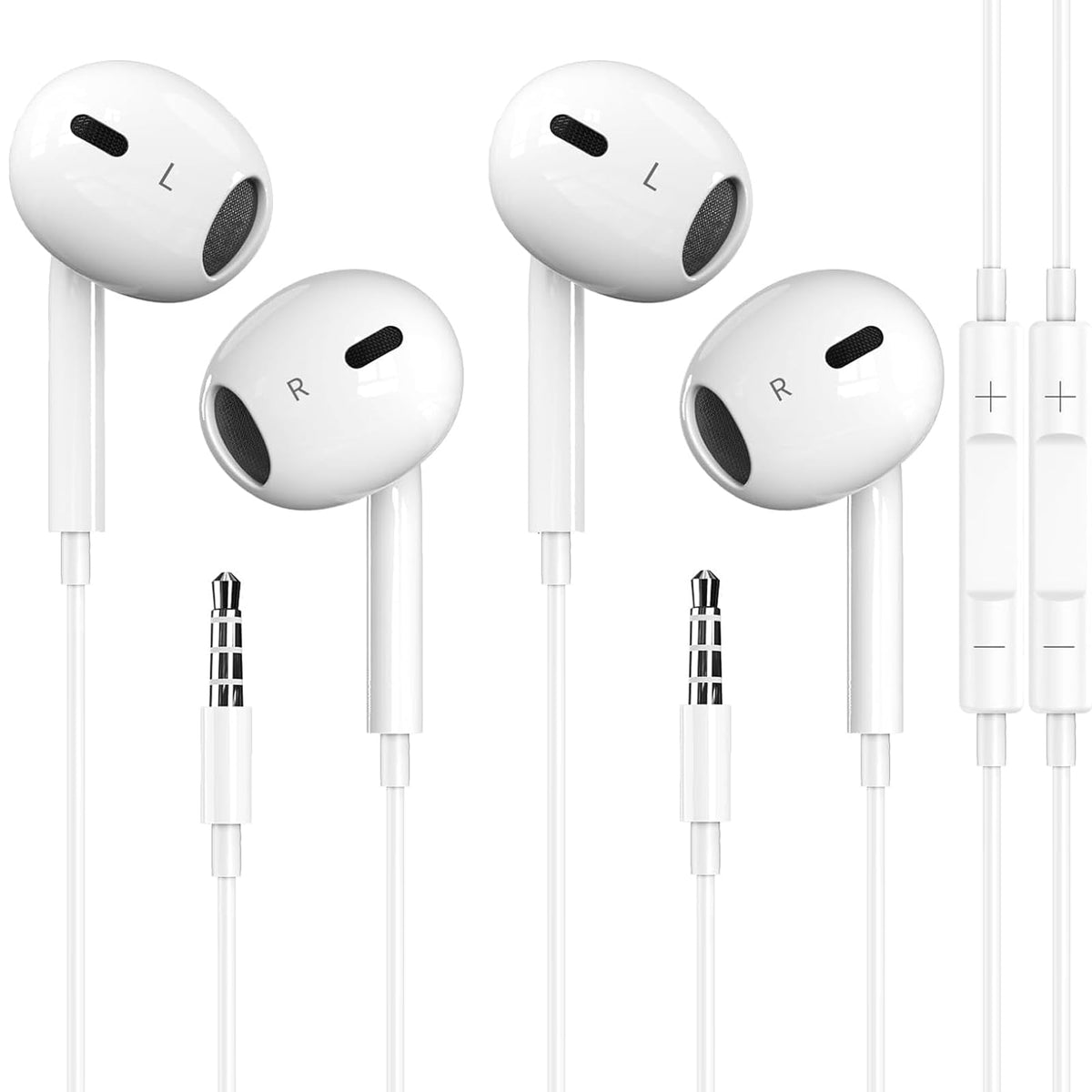 Nimizo 2-pack wired earbuds front view for everyday listening