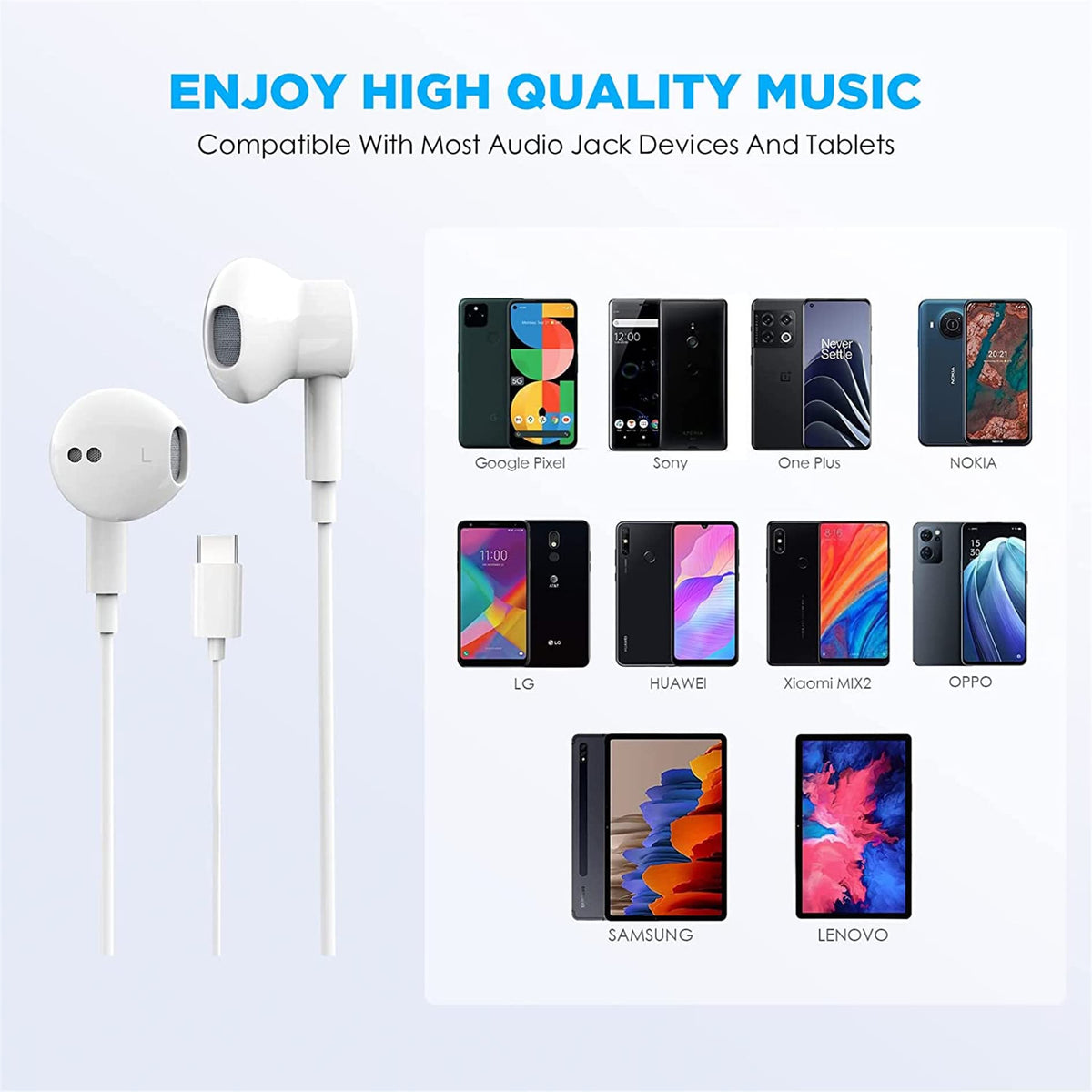 Nimizo USB-C earphones work across iPhone, iPad, Android devices and more.