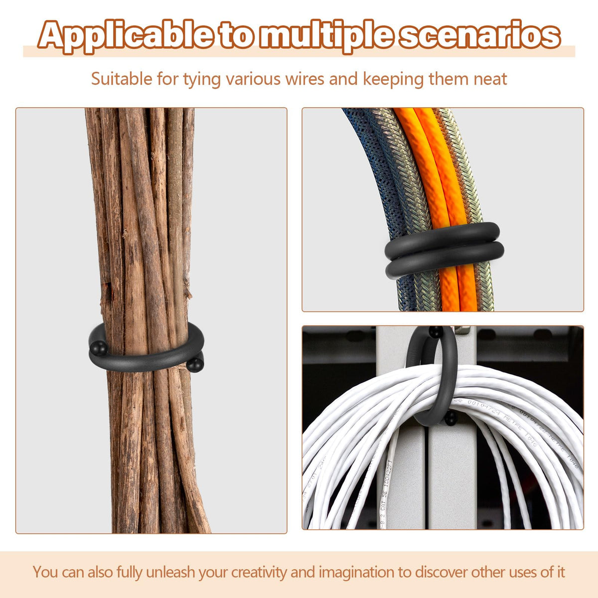 Ninehaoou waterproof ties suitable for indoor and outdoor cord organization.