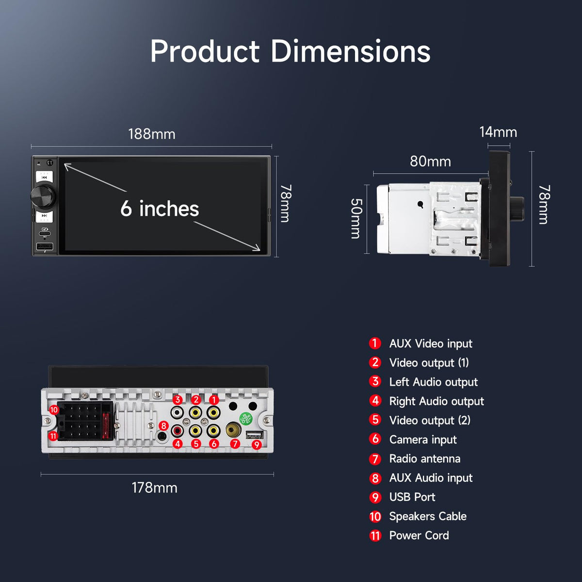 NINEYIN Type-C fast charging and USB options for on-the-go power.
