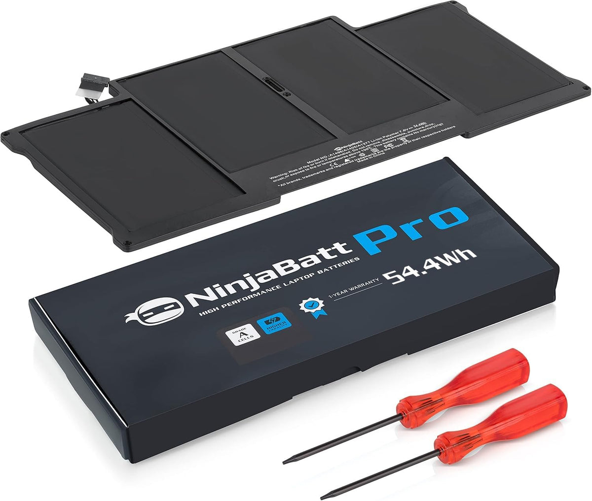 NinjaBatt A1466 installed inside MacBook Air 13 inch showing restored fit and runtime
