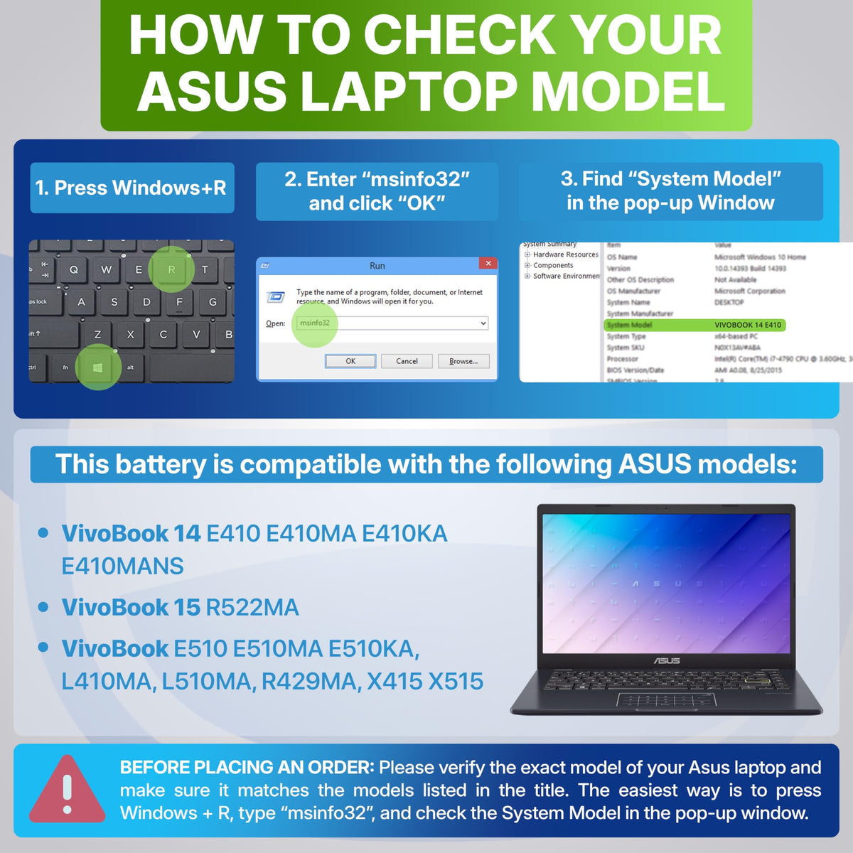 NinjaBatt battery installed inside a VivoBook for daily tasks