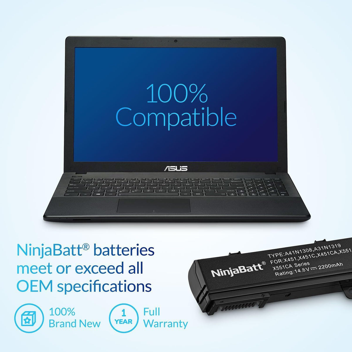 NinjaBatt Asus X551 compact pack demonstrates lightweight upgrade