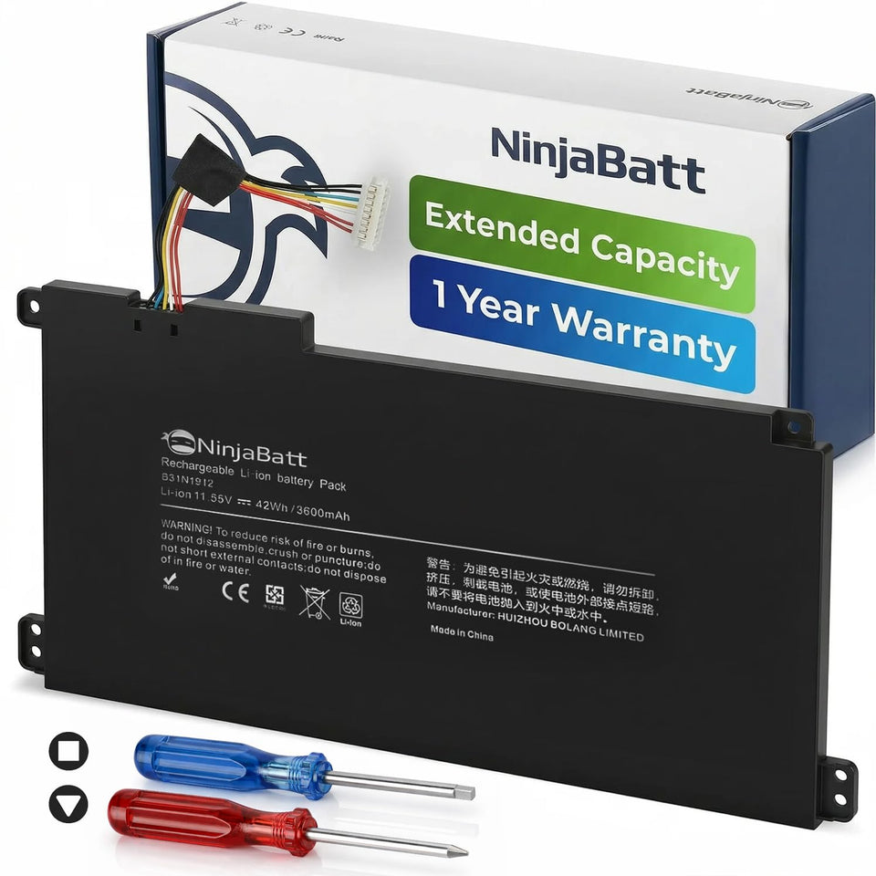 NinjaBatt B31N1912 packaging shows premium Asus replacement battery for reliability