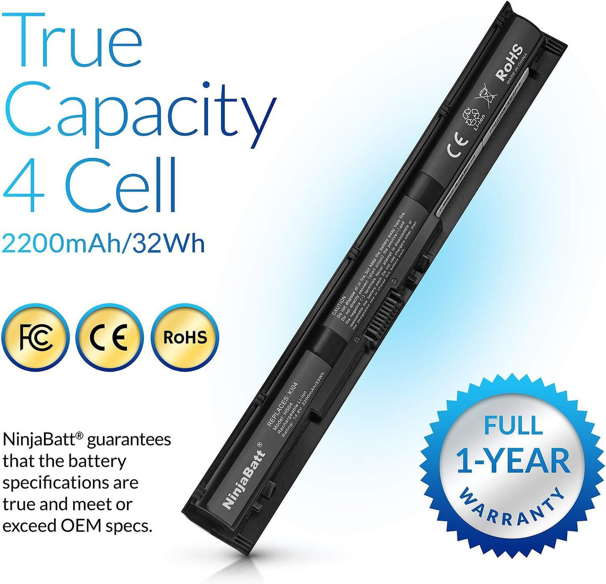 NinjaBatt side profile illustrating compact design and easy installation