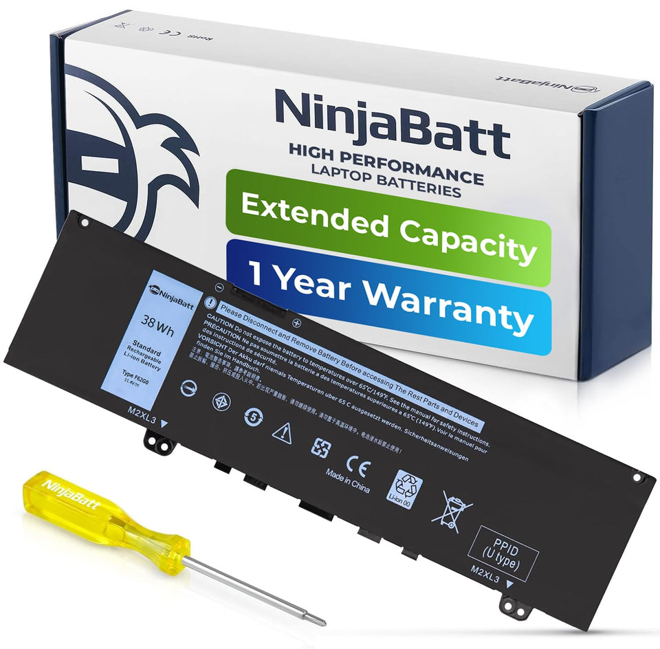 NinjaBatt F62G0 battery for Dell Inspiron 13-7000, front view, ready-to-install replacement