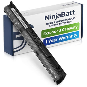 NinjaBatt front packaging showing HP-compatible replacement battery and benefit of clear labeling