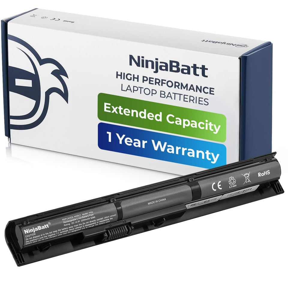 NinjaBatt front packaging showing battery and clear fit for HP models, ensuring quick identification