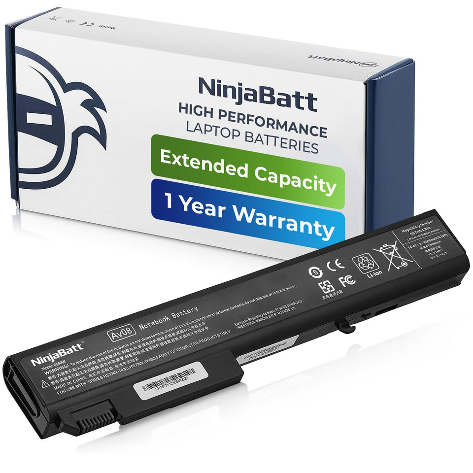 NinjaBatt front view of replacement battery showing model and benefit of clear fitment