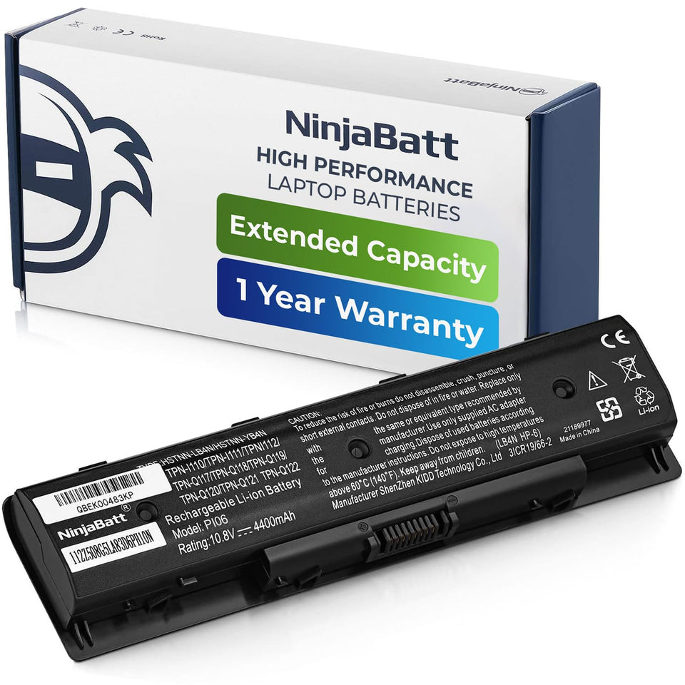 NinjaBatt HP P106 battery front view for extended unplugged use