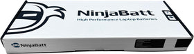 NinjaBatt HT03XL warranty card and box showing included 12-month warranty benefit