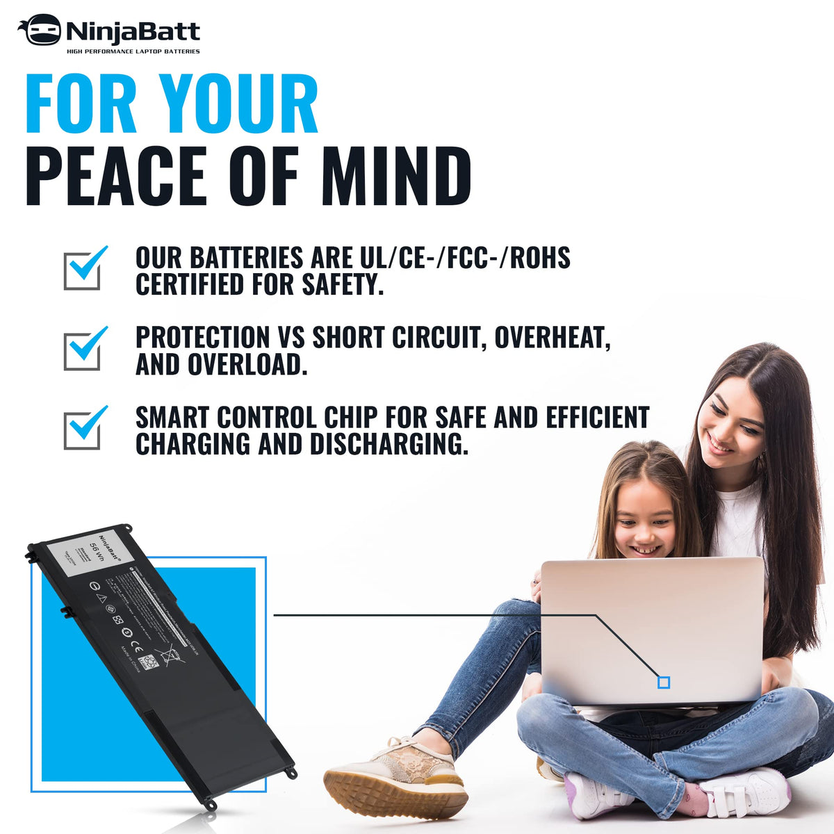 NinjaBatt installed in a Dell laptop demonstrating easy replacement benefit