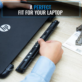 NinjaBatt powering a laptop in a café scene illustrating dependable mobile productivity