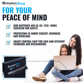 NinjaBatt Pro label showing specifications and warranty, providing buyer assurance