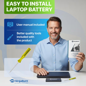 NinjaBatt WDX0R battery installed in a Dell laptop socket for extended uptime