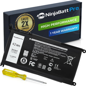 NinjaBatt WDXOR 42Wh battery front-view for Dell Inspiron with long-cycle potential