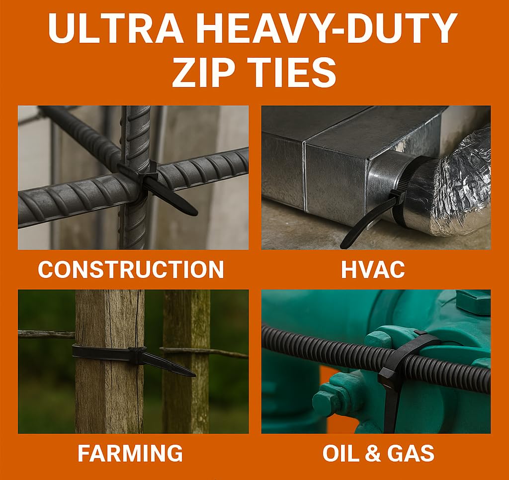 Nirah 1000-pack heavy-duty zip ties ideal for bulk projects.