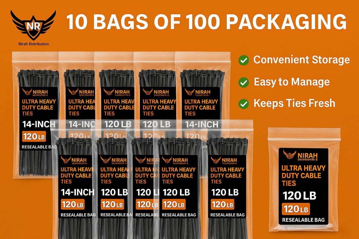 Nirah heavy-duty zip ties for commercial and DIY use.
