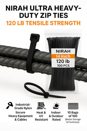 Nirah self-locking 14-inch zip tie for quick bundling.