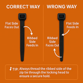 Nirah zip ties for wet and dry environments and varied conditions.
