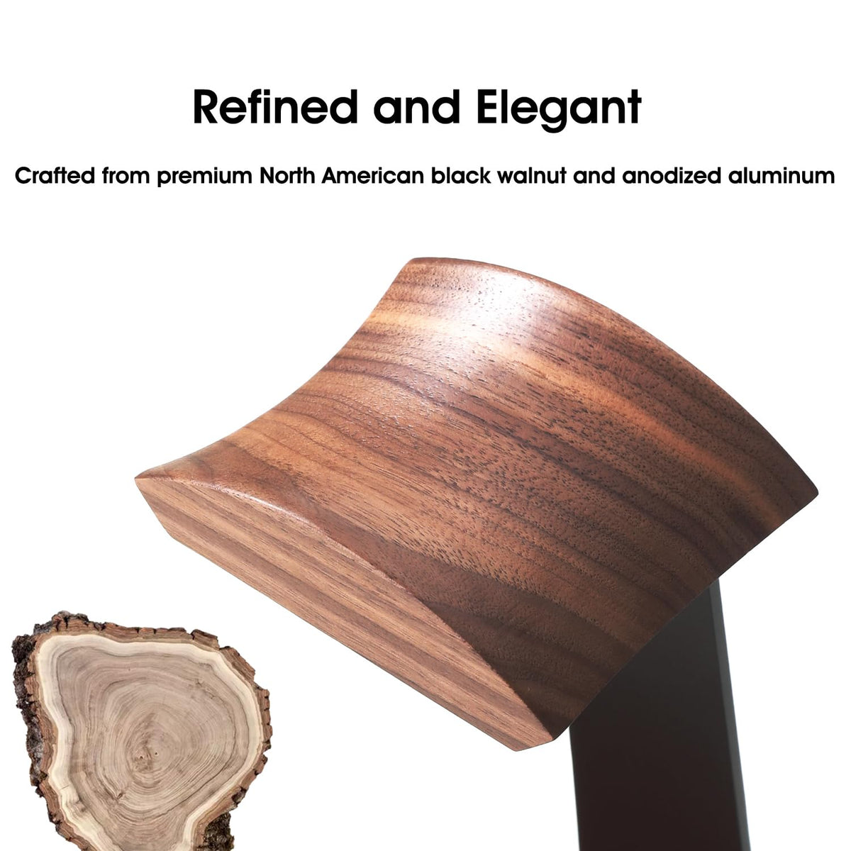 NIRVASH wood headset holder complements a minimalist setup