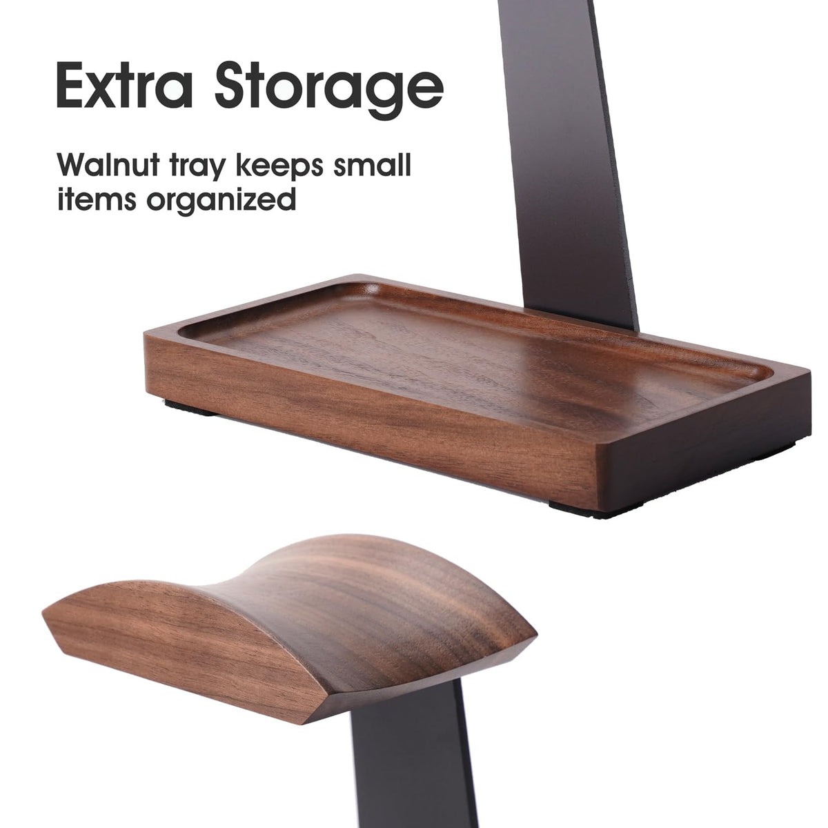 NIRVASH stand highlights aluminum accent beside headset for modern look