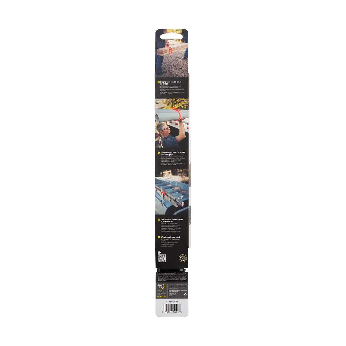 Nite Ize Mega Twist Tie held in hand to show scale and strength
