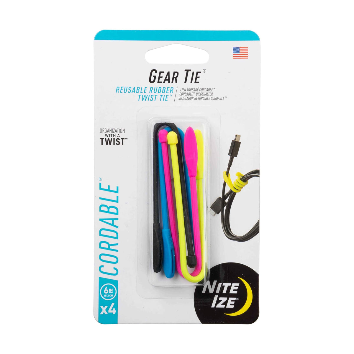 Nite Ize front packaging showing 4-pack and product benefits