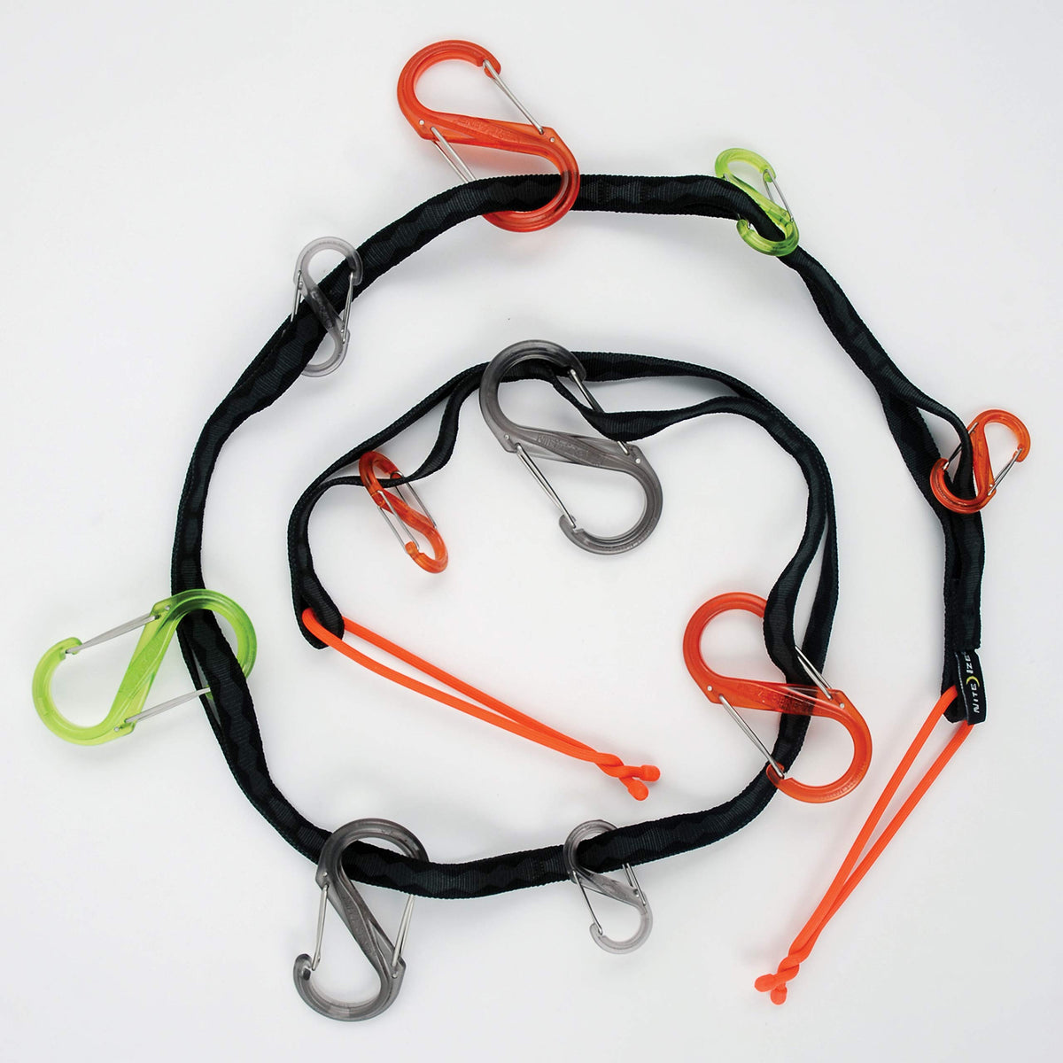 Nite Ize GearLine wear-resistant webbing and reinforced loops support camping gear.