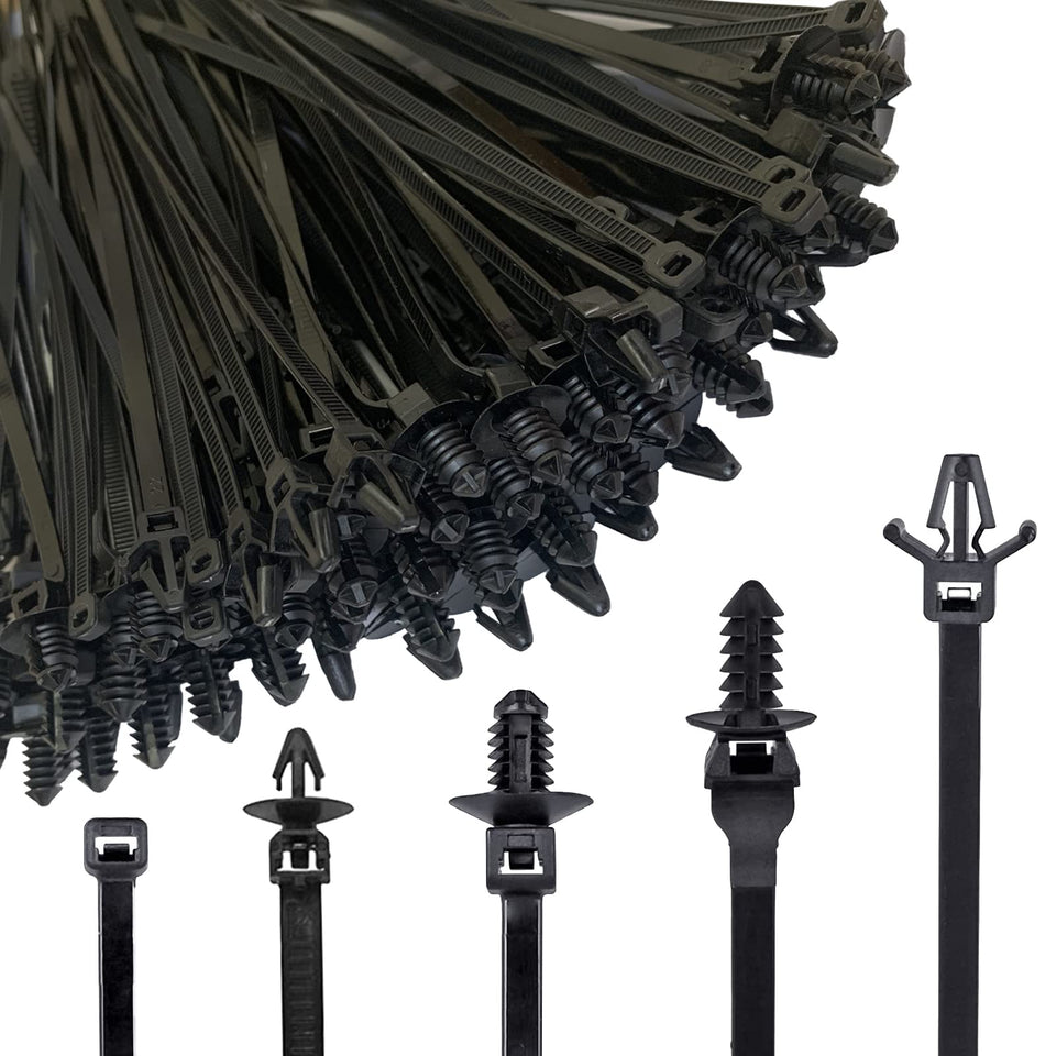 Niteguy 160Pcs universal nylon push-mount zip ties kit for neat engine bay wiring