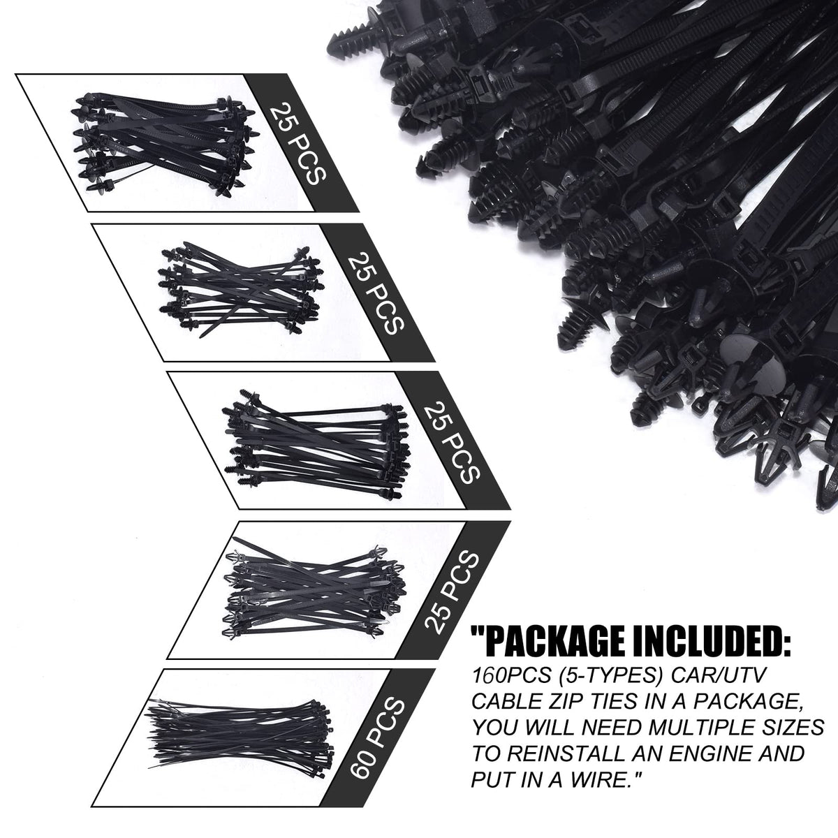 Niteguy UV-resistant nylon zip ties ideal for outdoor weather exposure