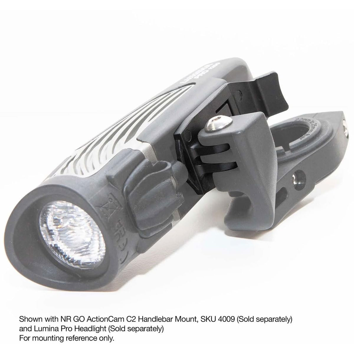 NiteRider adapter mounted on helmet with camera demonstrating stable recording and lighting