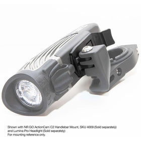 NiteRider adapter mounted on helmet with camera demonstrating stable recording and lighting