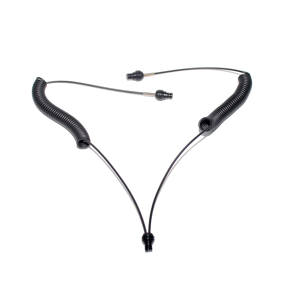 nitescuba front view of coiled fiber optic cord showing compact design and reliable trigger