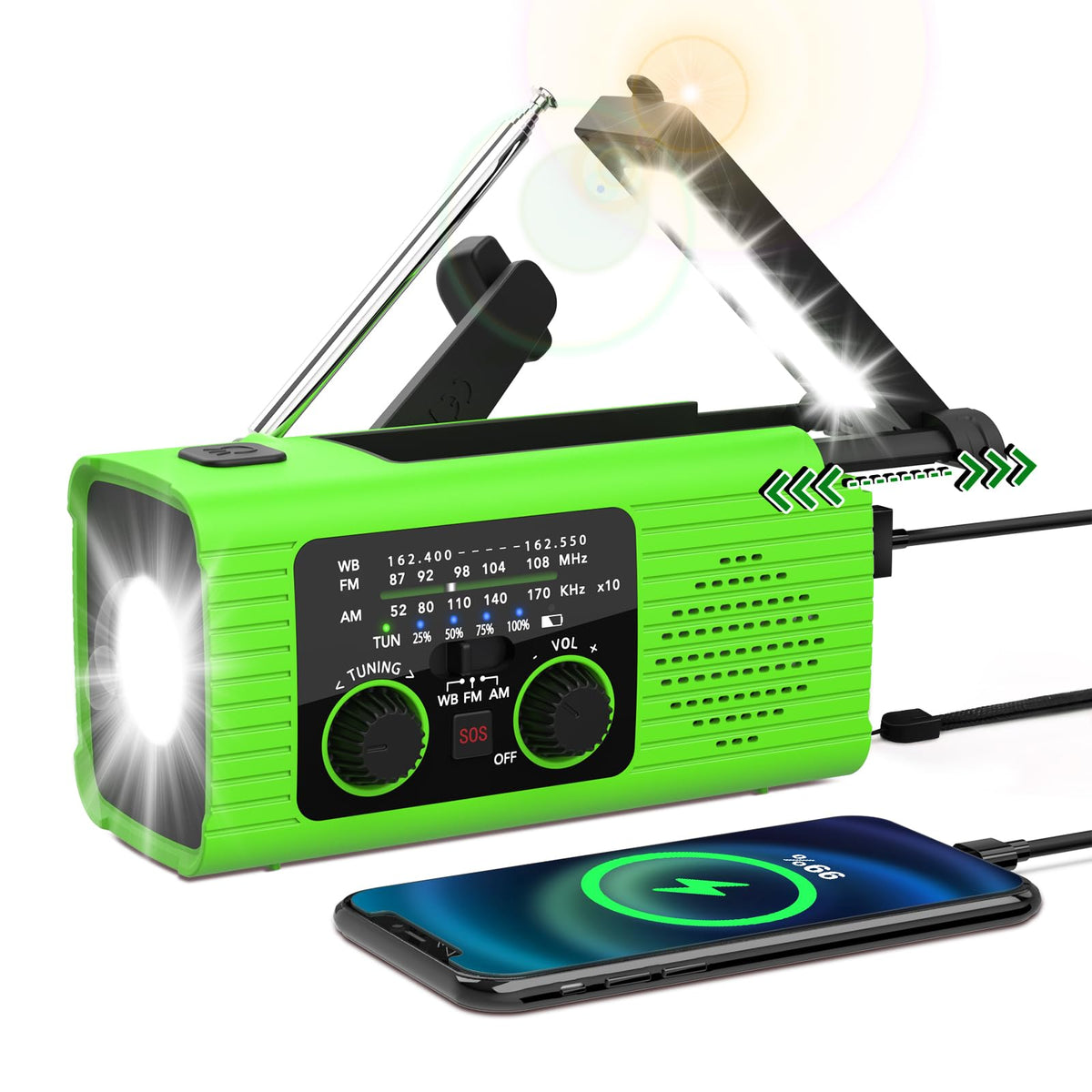 Nitigo front panel view showing controls and clear reception benefit