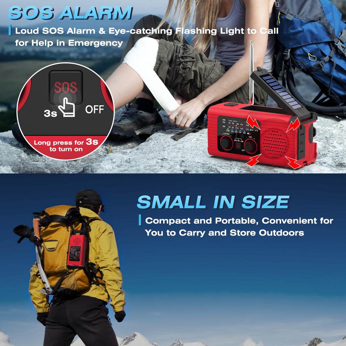 Nitigo hand crank being operated to generate power during an outage or hike