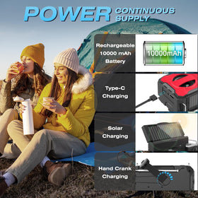 Nitigo hand crank detail illustrating manual power generation for emergency readiness benefit
