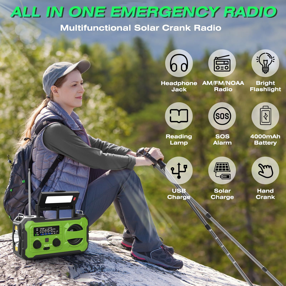 Nitigo in camping scene at night, dependable light and weather updates