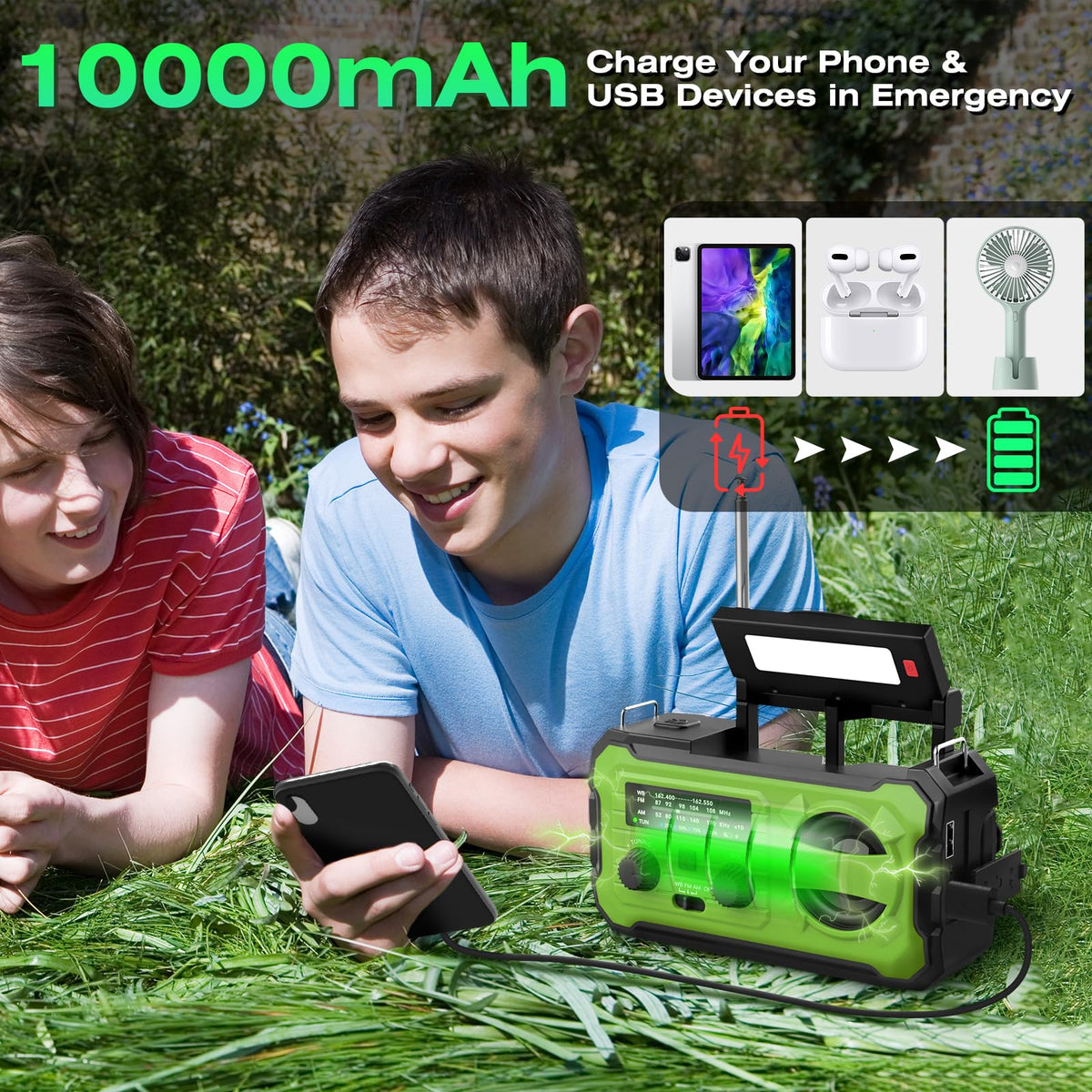 Nitigo close-up of solar panel, provides sunlight charging advantage